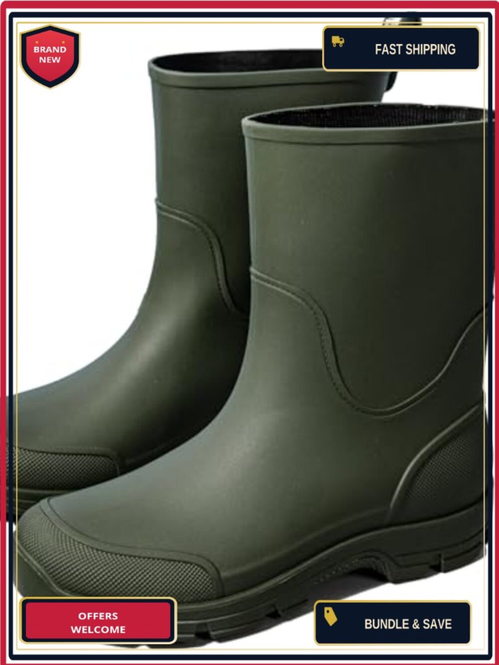 Mid Calf Garden Rain Boots for Men and Women Waterproof Anti-Slip Outdoor Shoes